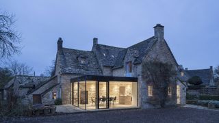 modern glass box extension to period house