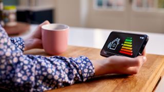 Close Up Of Woman Holding Smart Energy Meter