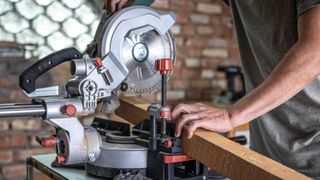 Mitre saw cutting wood